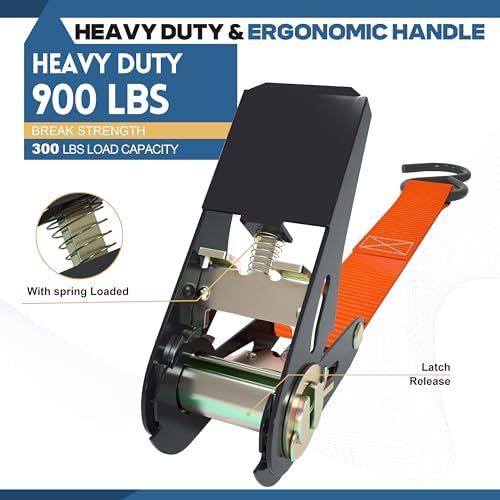Ratchet Straps, Ratchet Tie Downs，Orange-standard-10ft：8 - Image 2