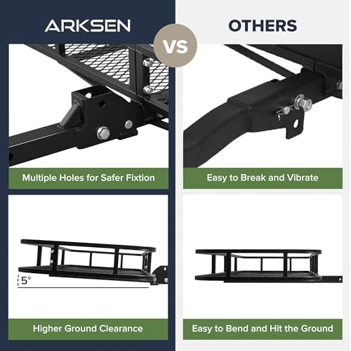 ARKSEN 60" x 23" x 5.5" Folding Hitch Cargo Carrier w/Bag, 2 Straps&Net - Image 7