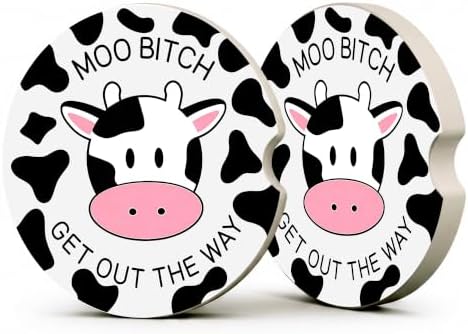 Funny Cow Car Coasters, Moo Get Out The Way Coquette Cup Holders by Unknown