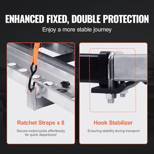 VEVOR Motorcycle Carrier, 600 LBS Aluminum Motorcycle Carrier Hitch Mount - Image 5