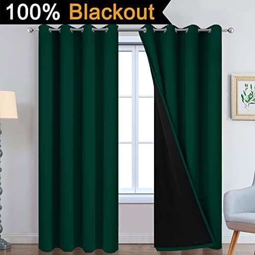 Yakamok Dark Green 100% Blackout Curtains 90 Inches Long 52" Wide 2 Panels - Image 2