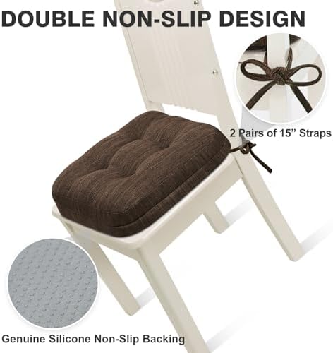 Shinnwa Dining Chair Cushions Set of 6, Dual-Layer Memory Foam Kitchen Chair - Image 5