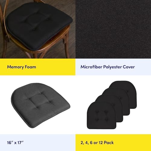 Sweet Home Collection Chair Cushion Memory Foam Pads Tufted Slip Non Skid - Image 6