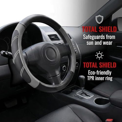 14.5-15 Inch Leather Steering Wheel Cover, Non Slip - Image 3