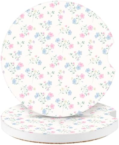 Vintage Flowers Car Coasters, Absorbent 2 Pack by Watbro