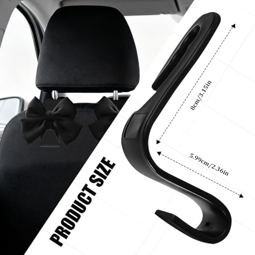 2PCS Car Seat Headrest Hooks, Car Bag Hooks, Cute Bow Knot Vehicle Seatback - Image 2