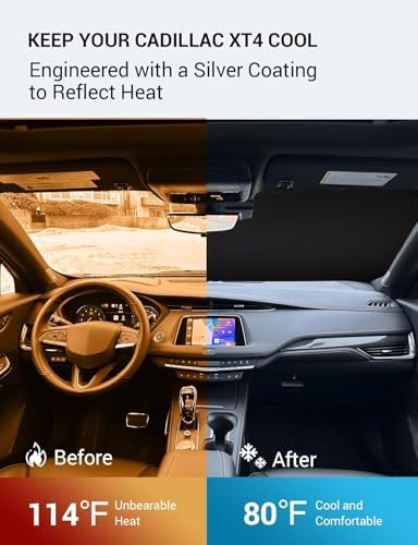 Proadsy Custom Fit 2019-2026 Cadillac XT4 Windshield Sun Shade, Blocks Heat - Image 3