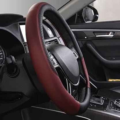 CAR PASS Rhombus Leather Universal Steering Wheel Cover, Fit - Image 5