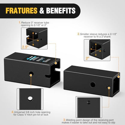 Nilight Trailer Hitch Adapter Reducer Extender Converter Sleeve Set | 3 to - Image 5