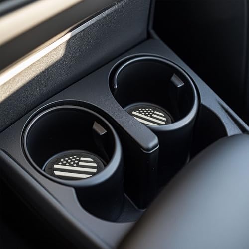 ACODABLEM 2 Pack Car Cup Holder Coaster, 2.75 Inch American Flag Soft Rubber - Image 2