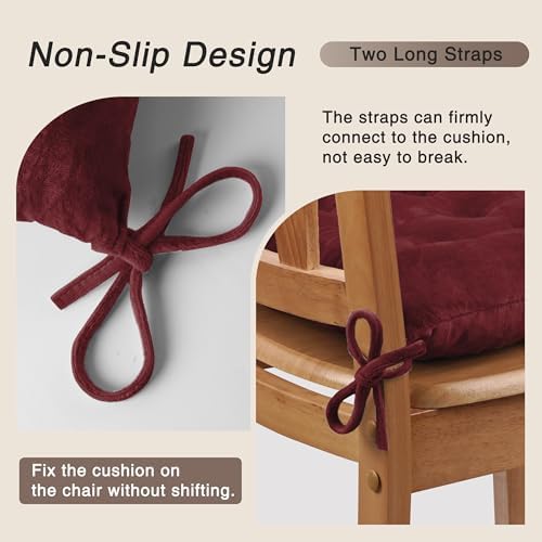 OVOV 1 Pack Chair Cushions for Dining Chairs 15.5"x15.5" Burgundy - Image 3