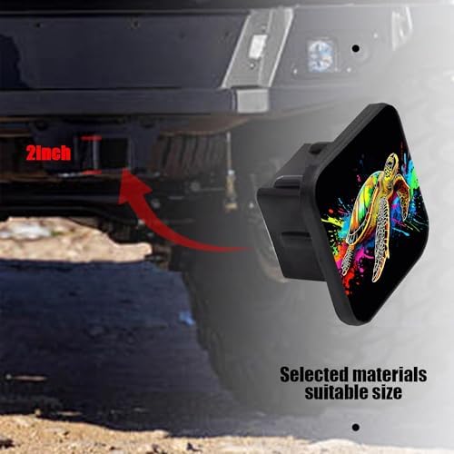 Trailer Hitch Cover Colorful Sea Turtle Square 2 Inch Receiver Tube Plug Cover - Image 3