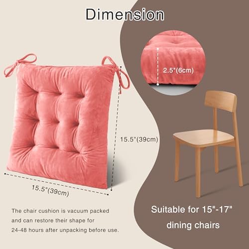 OVOV 1 Pack Chair Cushions for Dining Chairs 15.5"x15.5" Pink - Image 2