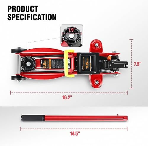 DNA Motoring 1.5 Ton Car Floor Jack Low Profile Hydraulic Trolley Service/Floor - Image 5