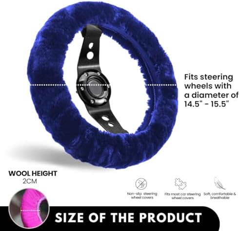 Andalus Brands Luxury Fluffy Car Steering Wheel Covers – Genuine Merino - Image 3