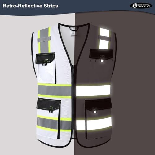 JKSafety Safety Vest for Men Women Hi Vis Reflective Vest JK220 White 2XL - Image 2