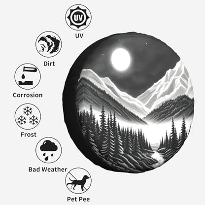 Mountain Lake Tree Landscape Spare Tire Cover Weatherproof Wheel Tire Cover - Image 4