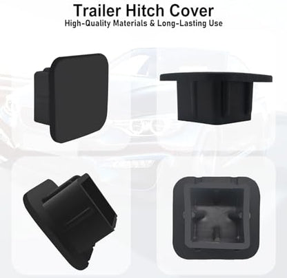 2 Pack Trailer Hitch Cover 2 Inch Black Rubber Tow Receiver Tube Plug Cap Fits - Image 6