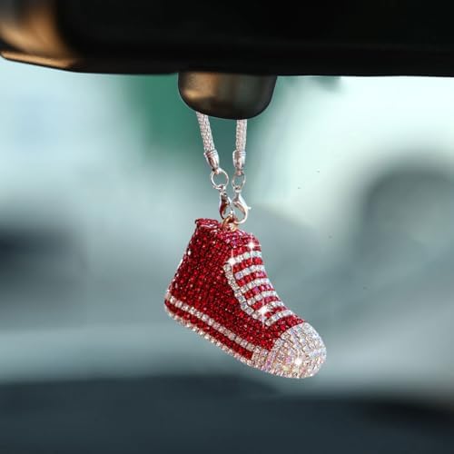 Bling Sneaker Shoe Sparkly Car Hanging Ornament, Cute Crystal Rear View Mirror - Image 3