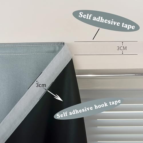 AJAZZ 100% Blackout Stick Curtain Portable Black Out Curtains Adhesive Curtains - Image 5