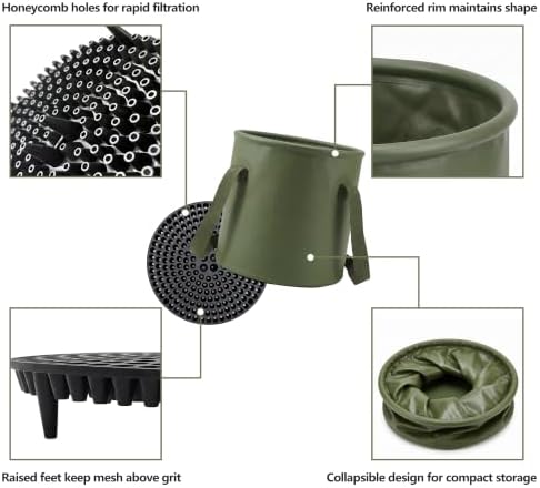3-Piece Swirl-Free Car Wash Kit Dirt Trap Insert Collapsible Bucket Sponge - Image 5