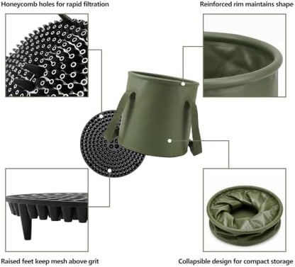 3-Piece Swirl-Free Car Wash Kit Dirt Trap Insert Collapsible Bucket Sponge - Image 5