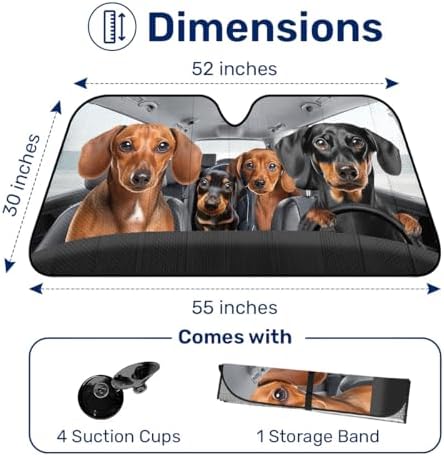 GENANY Dachshund Family Windshield Sun Shade 55 x 30 Inch - Image 2