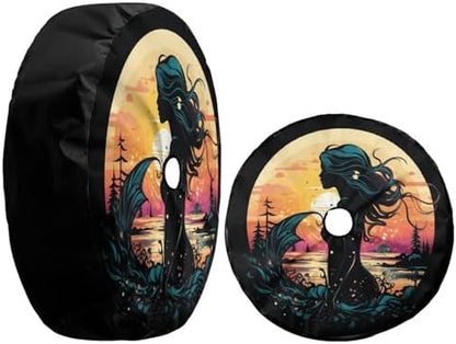 Beautiful Mermaid Silhouette Fresh Spare Tire Cover - Image 3