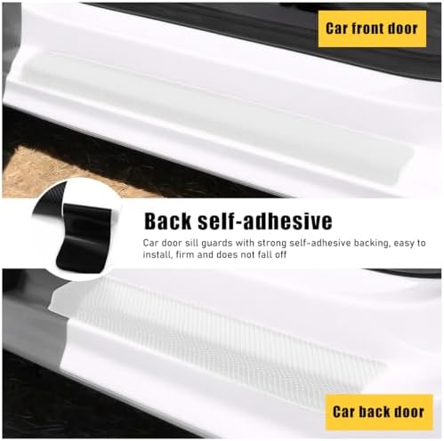 Ohleats 4 PCS Car Door Sill Protectors, Anti Scratch Carbon Fiber Auto - Image 3