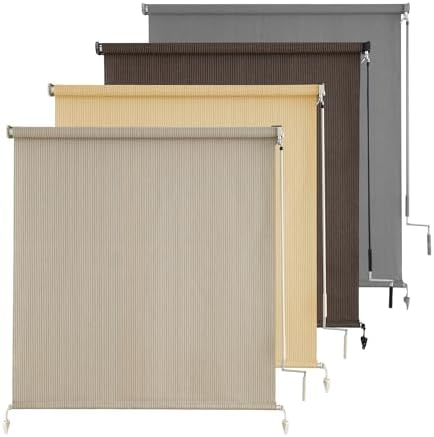 AOSKY Outdoor Roller Shades for Porch Privacy, Cordless Patio Roll Up Blinds by AOSKY