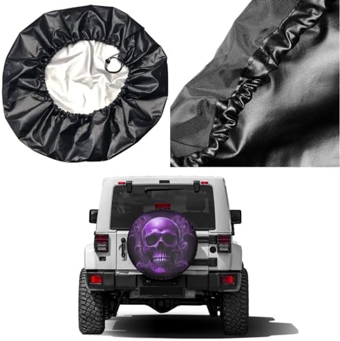 Delerain Spare Tire Cover Purple Funny Skull Wheel Covers Waterproof Dust-Proof - Image 5