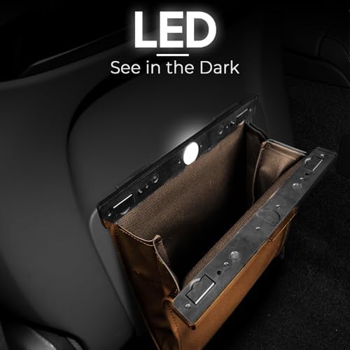 Leather Car Trash Can with Smart LED Light & Magnetic Closure - Image 4
