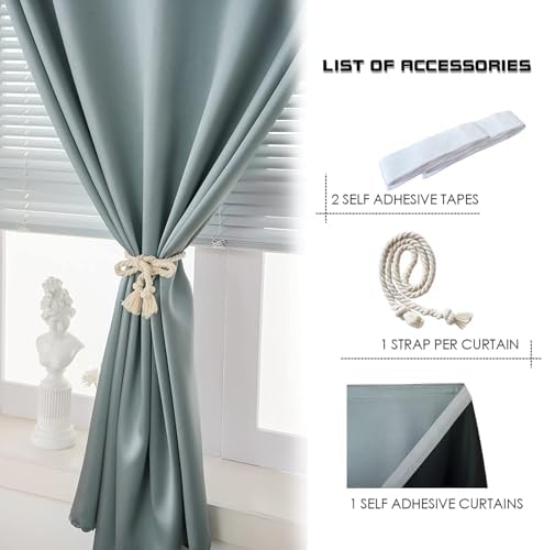 AJAZZ Self Adhesive Curtains 100% Blackout Shades Window Cover Sticky Curtain - Image 2