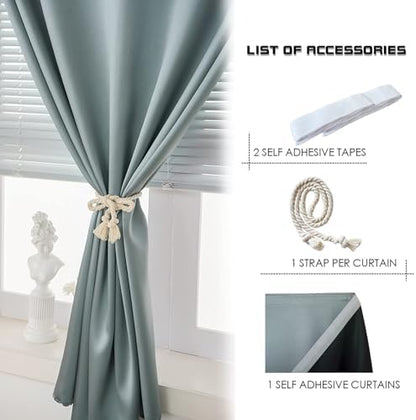AJAZZ 100% Blackout Shades Window Cover Self Adhesive Curtains Sticky Curtain - Image 2