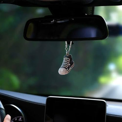 Bling Sneaker Shoe Sparkly Car Hanging Ornament, Cute Crystal Rear View Mirror - Image 4