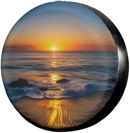 Colorful Sun Over The Sea Waves Reflections Tropics Spare Tire Cover Dust-Proof by Foruidea