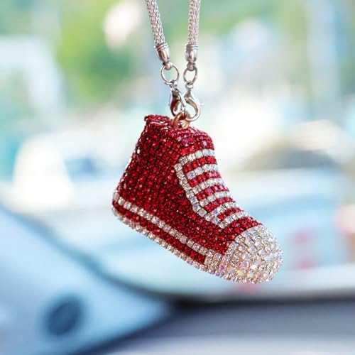 Bling Sneaker Shoe Sparkly Car Hanging Ornament, Cute Crystal Rear View Mirror - Image 4