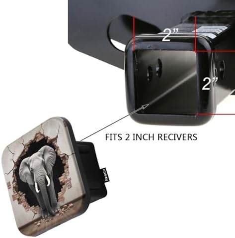 Swono Elephant Rubber Hitch Covers Animal Elephant Coming Brick Walls Trailer - Image 3