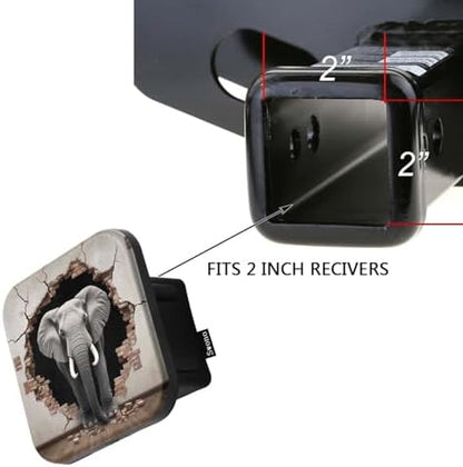 Swono Elephant Rubber Hitch Covers Animal Elephant Coming Brick Walls Trailer - Image 3