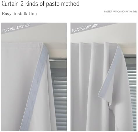 Thermal Blackout Curtains with Self-Adhesive Tape, No Rod No Drill Easy Install - Image 7
