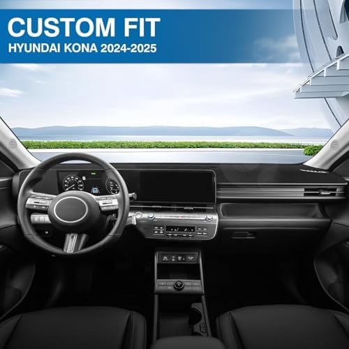 KUST Black Dash Cover for Hyundai Kona 2024 2025 2026 Polyester Dashboard Cover - Image 2