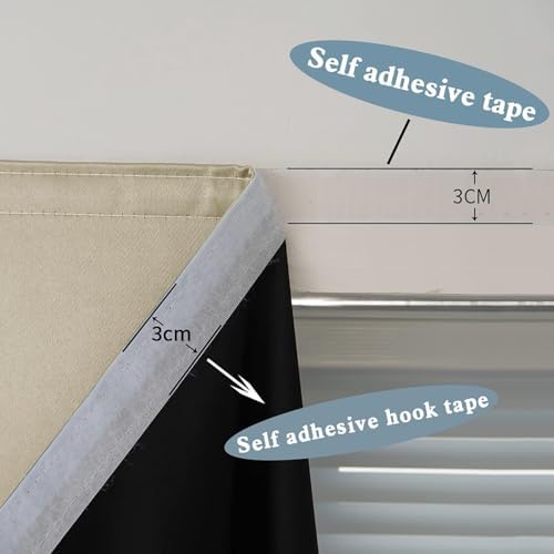 AJAZZ 100% Blackout Shades Window Cover Self Adhesive Curtains Sticky Curtain - Image 3