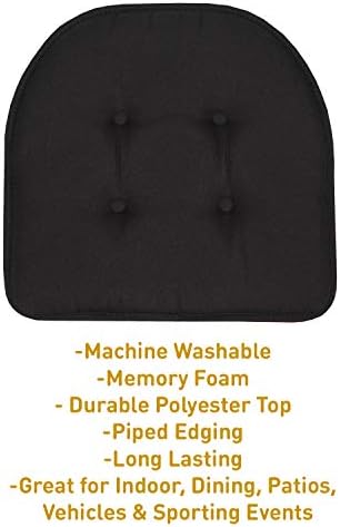 Chair Cushion Memory Foam Pads Tufted Slip Non Skid Rubber Back U-Shaped 17" x - Image 3
