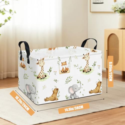 Rectangular Collapsible Jungle Animals Storage Basket Nursery Organizer - Image 2