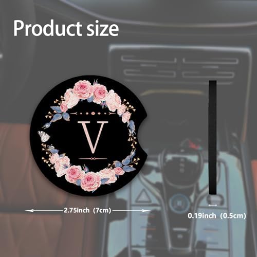 2pcs Letter V Car Coasters, Absorbent Universal neoprener Cup Holder Coasters - Image 3
