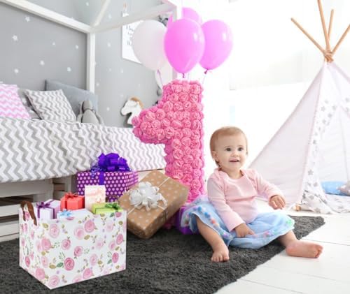 Rose Pink Baby Basket Nursery Baskets Girl Baby Storage Bins Rectangular Cute - Image 4