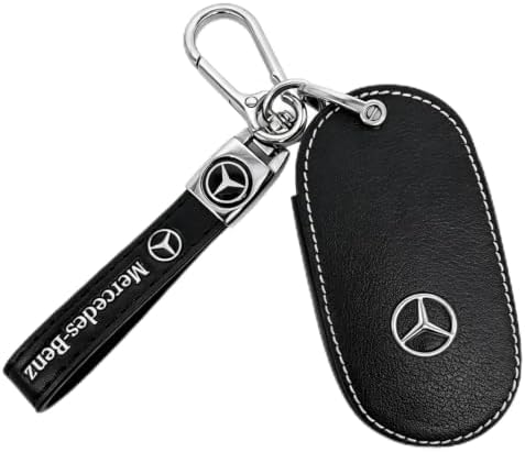 Leather Key Fob Cover with Keychain, Compatible with Select Mercedes-Benz Oval by ZERAL