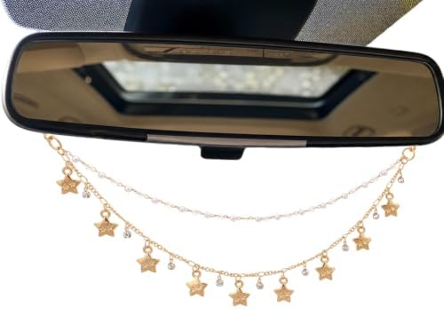 Rear View Mirror Car Charms Star Double Chain Crystal Car Decor by LuneClat