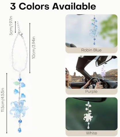 White Calla Lily Resin Car Charm – Oversized Rearview Mirror Hanger - Image 5