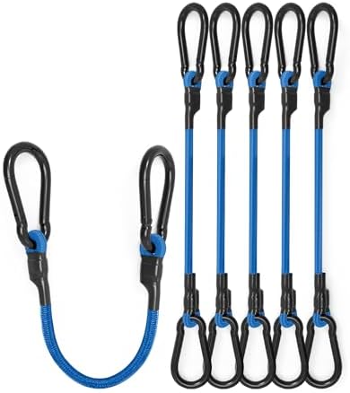 8 Pack 48" Carabiner Bungee Cords Heavy Duty Outdoor, 190 Lb Break Strength by LuckyStraps